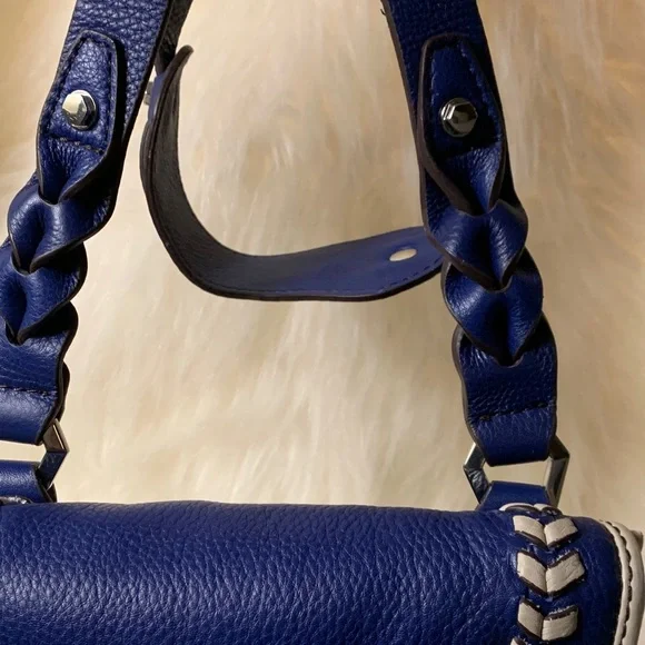 orYANY Embroidered Leather Crossbody/Shoulder HandBag (EUC) Blue/Cream (RARE) - Picture 14 of 14